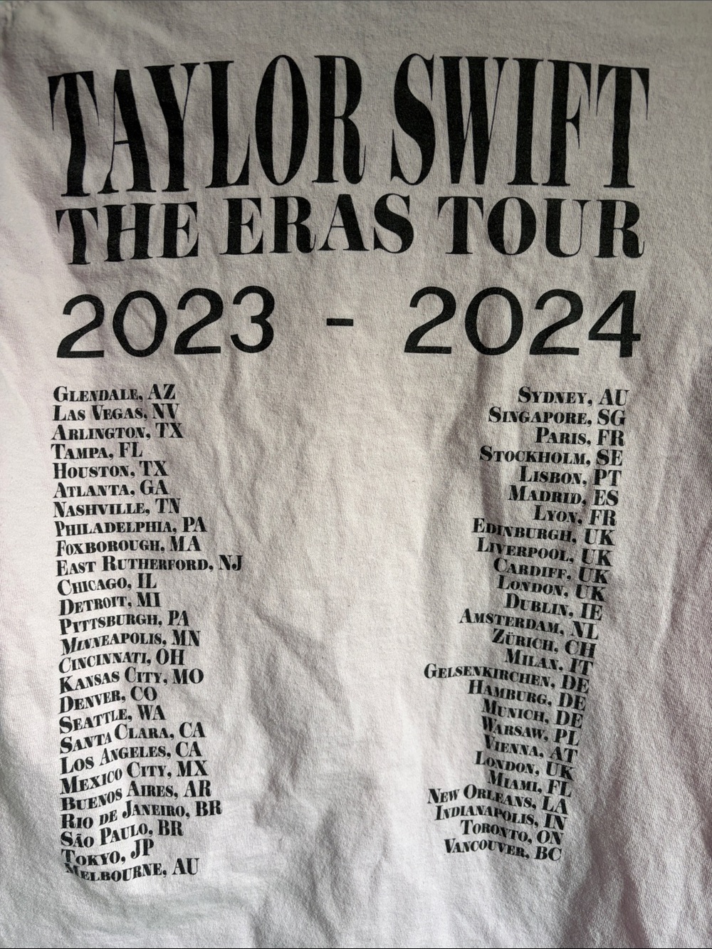 Taylor Swift Light Pink Eras Tour 2023-2024 Tour Tee - Small - Picture 5 of 5